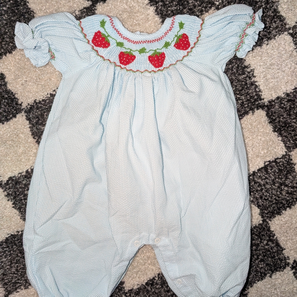 Strawberry Smocked Romper